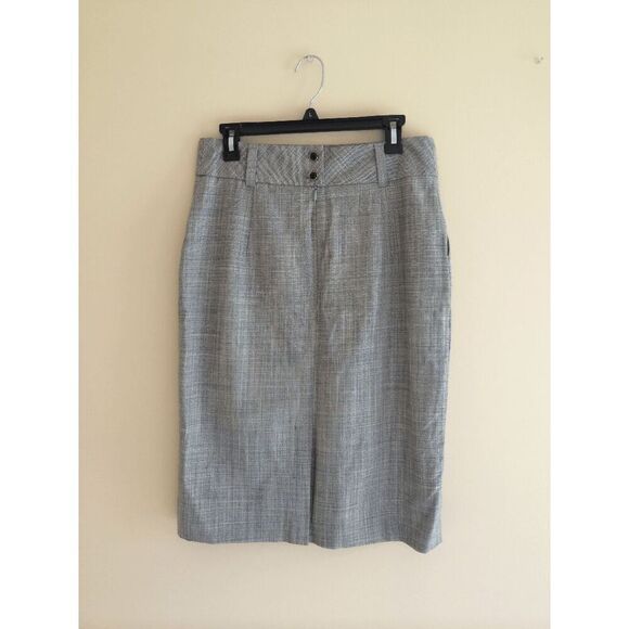 Banana Republic Womens Buttons Pencil Knee Zipper Stretch Skirt Gray Sz 10 NWT - Picture 1 of 4